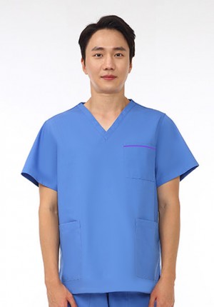 0329 남자 수술복(파랑색/보라색띠)